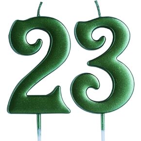 Green 23rd Birthday Candle, Number 23 Years Old Candles Cake Topper, Boy Or Girl Party Decorations, Supplies