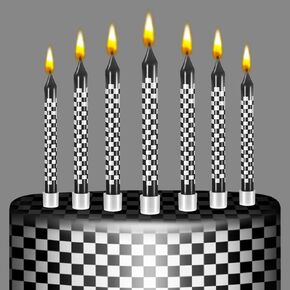 Birthday Candles for Cake, 12Pcs Racing Cars Themed Black and White Checkered Flag Happy Birthday Candles Cupcake Topper, Birthday Candle for Racing Cars Party Decoration Boys Children in Kuwait