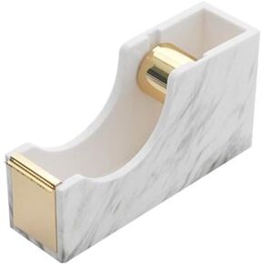 Multibey Acrylic 1 Inch Core Desktop Adhesive Tape Dispenser Cutter with Tape Marble Office School Gift Idea (Marble Printed-Gold)