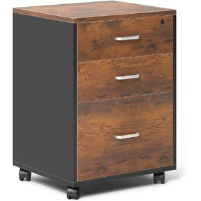 soges 3 Drawer Lockable Vertical File Cabinet Mobile Filing Cabinet on The Wheels, for Home Office, Black