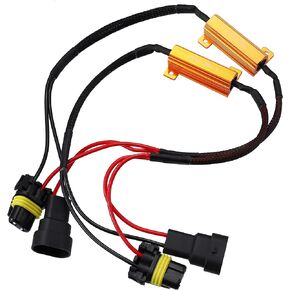 X AUTOHAUX 2pcs HB4 9006 9005 9145 H10 DC 12V 50W 6 Ohm Error Free Load Resistor Wiring Harness Adapters Decoder for LED Headlight Daytime Running Light
