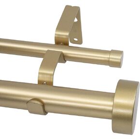 Meriville 1-Inch Diameter Double Window Treatment Curtain Rod, Vico End Cap Finial (84"-120", Royal Gold with Gold Finial)