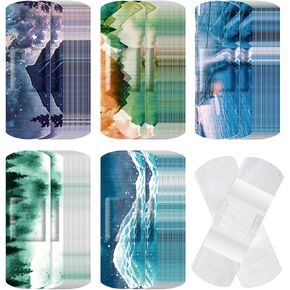 120 Pcs Fabric Flexible Adhesive Bandages Bulk Assorted Floral Tie Dye Self Adhesive Fabric Strip with Non Stick Pad 3 x 1 Inch Small Bandages for Women Wound First Aid (Floral)