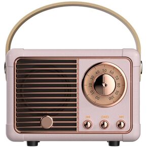 Retro Bluetooth Speaker, Wireless Radio Vintage Speaker Indoor Outdoor Portable Small Bluetooth Speaker Support USB/TF Card/AUX Speaker (Pink)