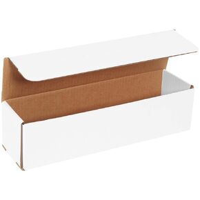 Aviditi White Corrugated Cardboard Mailer Box, 13 1/2" L x 3 1/2" W x 3 1/2" H, Pack of 50, Crush-Proof, for Shipping and Mailing UPS, USPS and FedEx
