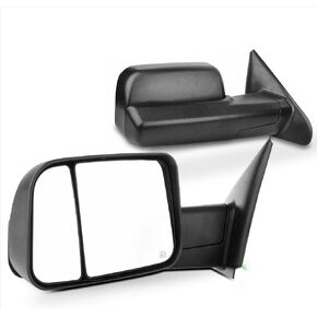 SCITOO Tow Mirrors Compatible with for 2002-2009 For Dodge For Ram/For Ram 1500 2500 3500 Pickup Truck Mirrors Power Adjusted Heated No Turn Signal Light Black Towing Mirrors LH RH