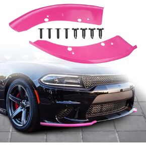 JDMON Front Bumper Lip Splitter Protector Compatible with Dodge Charger SRT Hellcat/SRT 392 / Scat Pack/RT Scat Pack/GT/RT 2015-2021, GT RT Accessories, Pink, 2pcs