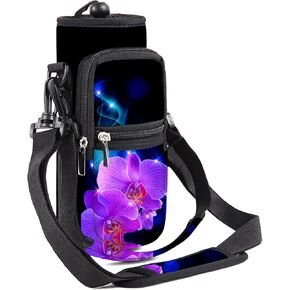 RICHEN Neoprene Water Bottle Carrier Bag 25/32/40/64 oz, Bottle Pouch Holder with Adjustable Padded Shoulder & Handle Strap and Front Pockets for Kids/Men/Women Hiking Travelling Camping in Kuwait