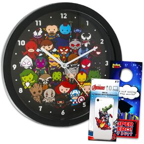 Avengers Wall Clock for Kids and Adults - Marvel Room Decor Bundle with 10" Wall Clock Plus Decal and More | Avengers Gifts