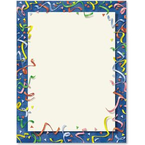 PaperDirect Blue Confetti Border Letter Papers, 25 Count