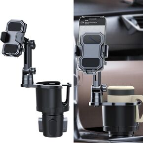 Cup Phone Holder for Car, Universal [No Shaking] Cup Holder Phone Mount with Expandable Base for Car Truck, Adjustable Neck,Compatible with iPhone Samsung Most Smartphones and Drink Bottles