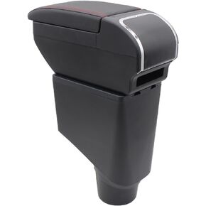 Armrest Box for Toyota Yaris Hybrid 2015-2021 Center Storage Box Hand Centre Consoles with Cup Holder Arm Rest Double-Layer Accessories Black (Black with Black Thread)