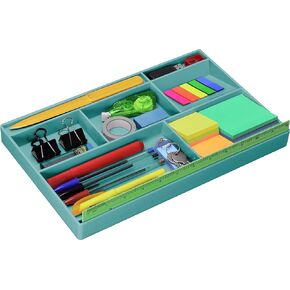 Acrimet Desk Drawer Organizer Tray with 8 compartments Bin Multi-Purpose for Desk Supplies and Accessories (Plastic) (Green Color)