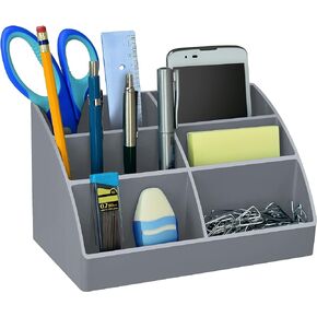 Acrimet Incline Desktop Easy Organizer Caddy Holder - Supplies Storage and Home Organization (Plastic) (Silver Color)