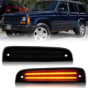 Gempro LED Front Side Marker Lights for Jeep Cherokee XJ 1997-2001 Bumper Corner Parking Signal Lamps Smoked Len, 2PCS (Amber Led)