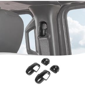 Voodonala for Jeep JL JLU Seat Safety Belt Buckle Cover Trim Compatible with Jeep Wrangler JL JLU 2&4Doors 2018-2023(4Pcs,Carbon Fiber Black,ABS)