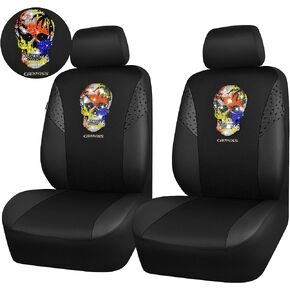 CAR PASS Leopard Bling Diamond Car Seat Covers, Luxury Leather Shining Rhinestones 2 Front, Universal Fit 95% Automotive Glitter Crystal Sparkle Strips for Cute Women Girl, Colorful Bedazzled Diamond