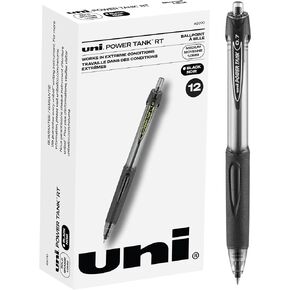 Uniball PowerTank RT Black Pens 12 Pack, 1.0mm Bold Pens, Ballpoint, Pen Retractable, Bulk Pens, Bulk Ink Pens, Office Supplies, Colored Pens, School Pens, Smooth Writing Pens