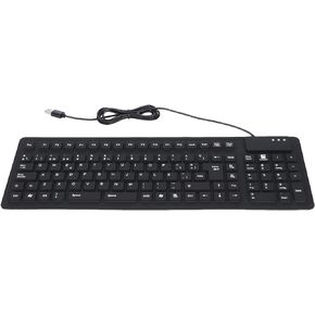 SUNGOOYUE Foldable 105 Key Keyboard with Soft Silicone, Waterproof & Dustproof, USB Wired Connection, Quiet Design for Comfortable Typing