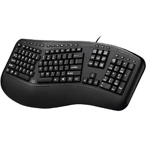 Adesso Ergonomic Split Keyboard AKB-150UB Comfort Ergo Design with Palm Rest, 105-Key US Layout, USB Connectivity, Multimedia & Internet Controls