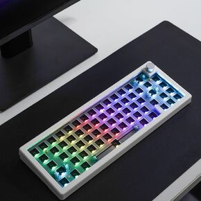 GMK67 Mechanical Keyboard Kit,Hot-Swappable Bluetooth 5.0/2.4G/Type-C Tri-Mode 65% Customized RGB Keyboard with EVA Mat Gasket Programmable (Black)