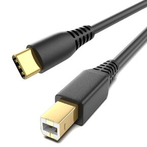 USB-B to USB-C Printer Cable 6.6FT, Gold-Plated USB Type B to Type C Cord for MacBook Pro/Air HP, USB C MIDI Cable for Yamaha Piano, DJ Controller, Keyboard, Printer Cable 2m