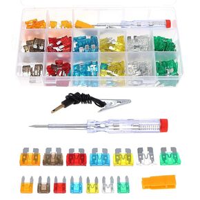 Fuse Assortment Kit, 220pcs Assorted Replacement Blade Fuses Standard & Mini - 5A 7.5A 10A 15A 20A 25A 30A with Fuse Puller and Circuit Tester for Car Boat Truck SUV Auto Automotive