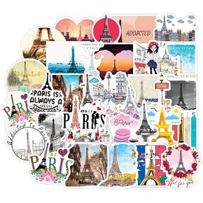 N&S Addicted to Paris Stickers for Water Bottles 50 Pcs Cute,Waterproof,Aesthetic,Trendy Stickers for Teens,Girls Perfect for Waterbottle,Laptop,Phone,Travel Extra Durable Vinyl