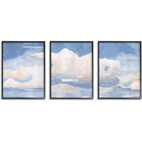 Stupell Industries Sky Blue Cloud Scape Traditional Nature Painting, Designed by Emma Caroline Art, 3pc, Each 10 x 15, Wall Plaque