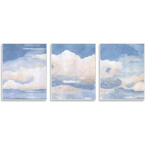 لوحة طبيعة تقليدية من Stupell Industries Sky Blue Cloud Scape، صممتها Emma Caroline Wall Art، 3 قطع، كل منها 16 × 20، قماش