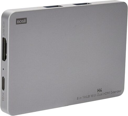 وصلة شاشة الكمبيوتر المحمول H4 - محور 8 في 1 مع HDMI مزدوج ممتد، 2 HDMI (4K @60 هرتز)، 3 منافذ USB A&C 3.0 لـ Dell/HP/Lenovo in Kuwait