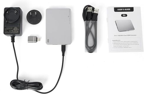 وصلة شاشة الكمبيوتر المحمول H4 - محور 8 في 1 مع HDMI مزدوج ممتد، 2 HDMI (4K @60 هرتز)، 3 منافذ USB A&C 3.0 لـ Dell/HP/Lenovo in Kuwait