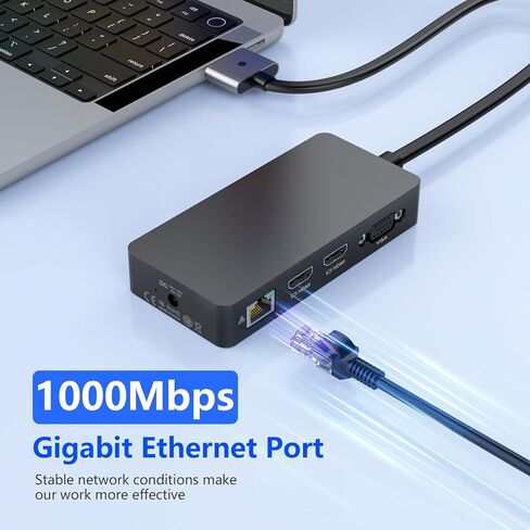 محطة إرساء MacBook Pro ثلاثية شاشات HDMI + VGA مزدوجة، قاعدة إرساء MacBook Pro Air 12 في 2، شاشات متعددة لجهاز MacBook Pro/Air مع شرائح Intel، شاشات فردية لجهاز MacBook Pro/Air مع شرائح M in Kuwait