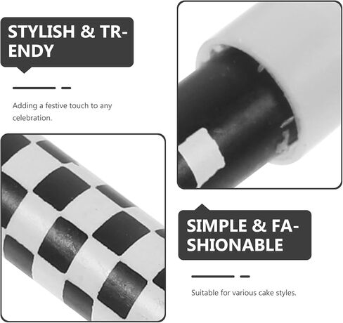 Birthday Candles for Cake, 12Pcs Racing Cars Themed Black and White Checkered Flag Happy Birthday Candles Cupcake Topper, Birthday Candle for Racing Cars Party Decoration Boys Children in Kuwait