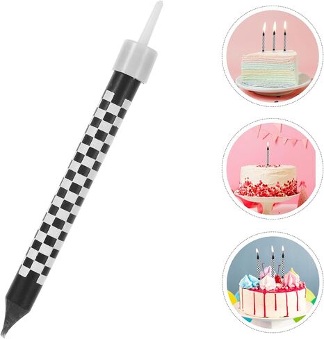 Birthday Candles for Cake, 12Pcs Racing Cars Themed Black and White Checkered Flag Happy Birthday Candles Cupcake Topper, Birthday Candle for Racing Cars Party Decoration Boys Children in Kuwait