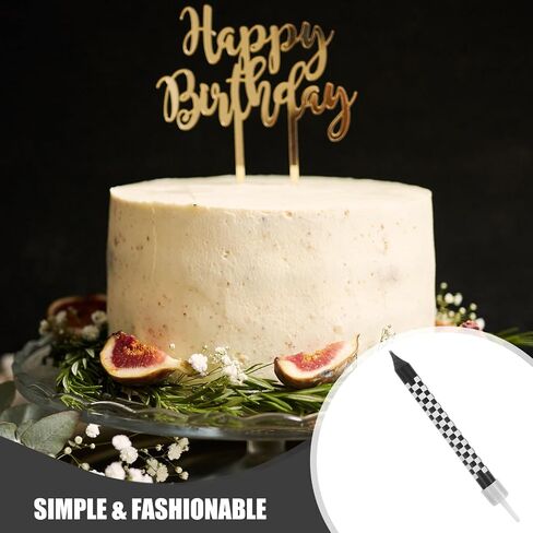 Birthday Candles for Cake, 12Pcs Racing Cars Themed Black and White Checkered Flag Happy Birthday Candles Cupcake Topper, Birthday Candle for Racing Cars Party Decoration Boys Children in Kuwait