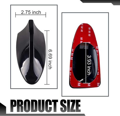 قطعة واحدة من هوائي زعنفة القرش للسيارة مع لاصق 3M، 6.77 بوصة × 3.03 بوصة مستقبل إشارة السيارات ABS مقاوم للماء، بدون فتحة ثقب، هوائي تزيين عالمي لشاحنة السيارة الدفع الرباعي (أسود) in Kuwait