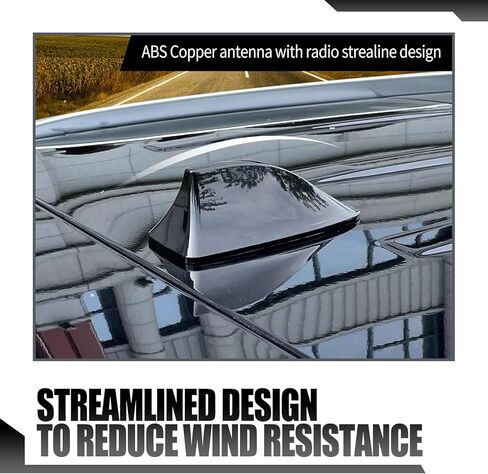 قطعة واحدة من هوائي زعنفة القرش للسيارة مع لاصق 3M، 6.77 بوصة × 3.03 بوصة مستقبل إشارة السيارات ABS مقاوم للماء، بدون فتحة ثقب، هوائي تزيين عالمي لشاحنة السيارة الدفع الرباعي (أسود) in Kuwait