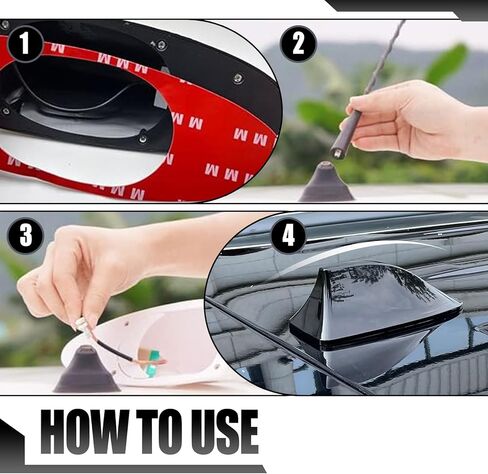 قطعة واحدة من هوائي زعنفة القرش للسيارة مع لاصق 3M، 6.77 بوصة × 3.03 بوصة مستقبل إشارة السيارات ABS مقاوم للماء، بدون فتحة ثقب، هوائي تزيين عالمي لشاحنة السيارة الدفع الرباعي (أسود) in Kuwait