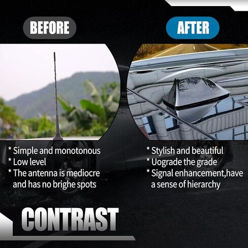 قطعة واحدة من هوائي زعنفة القرش للسيارة مع لاصق 3M، 6.77 بوصة × 3.03 بوصة مستقبل إشارة السيارات ABS مقاوم للماء، بدون فتحة ثقب، هوائي تزيين عالمي لشاحنة السيارة الدفع الرباعي (أسود) in Kuwait