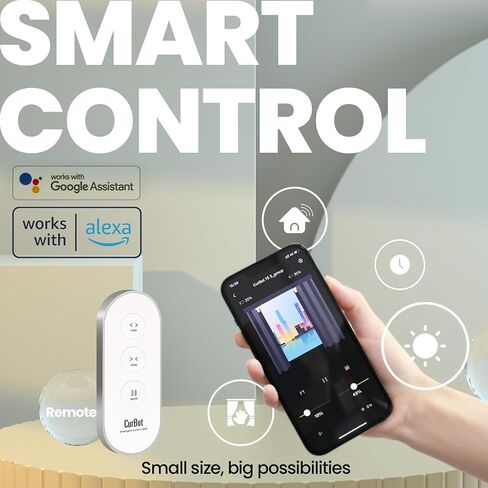 Automatic Curtain Opener and Closer - Wide Smart Assistant App Compatibility - Long Battery Life - With I-Rail, U-Rail, Rod Hooks - Compact & Modern (Space Gray) in Saudi Arabia