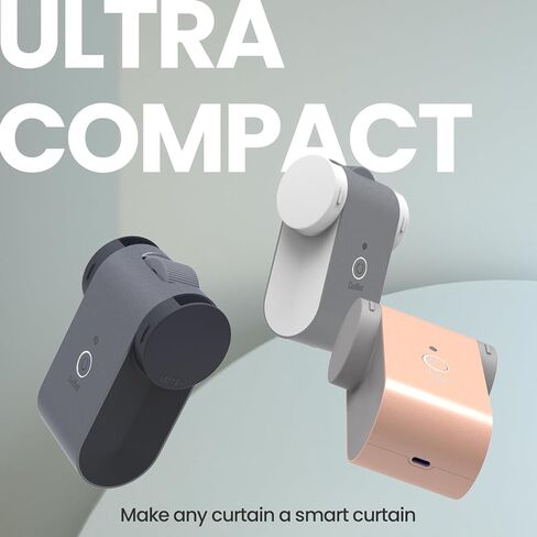 Automatic Curtain Opener and Closer - Wide Smart Assistant App Compatibility - Long Battery Life - With I-Rail, U-Rail, Rod Hooks - Compact & Modern (Space Gray) in Saudi Arabia