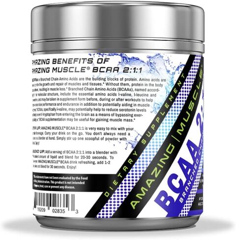 BCAA 2:1:1 Branched Chain Amino Acids Supplement | 6000 Mg Per Serving | 60 Servings Per Bottle | Blue Raspberry Flavor in Saudi Arabia