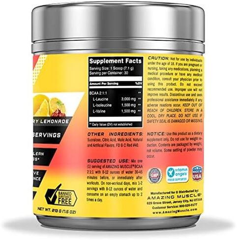 BCAA 2:1:1 Branched Chain Amino Acids Supplement | 6000 Mg Per Serving | 60 Servings Per Bottle | Blue Raspberry Flavor in Saudi Arabia