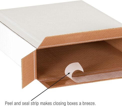 Aviditi 936SSFOL Self-Seal Side Loading Corrugated Cardboard Box 9 1/4" L x 3" W x 6 3/4" H, White, for Shipping, Packing and Moving (Pack of 25) in Saudi Arabia