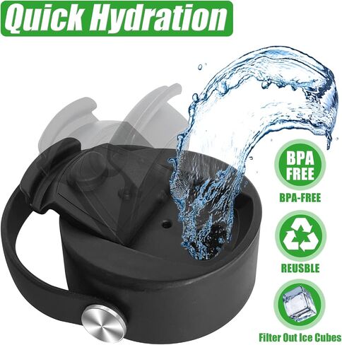 Acemoo Flip Coffee Lids for Hydro Flask Wide Mouth Bottle - 12 16 18 20 32 40 64 oz, Flexible Handle for Hydroflask Lid Replacement in Saudi Arabia