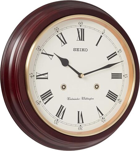 Seiko 12 Inch Grain Finish Wall Clock with Numerals and Dual Quarter Hour Chimes in Saudi Arabia
