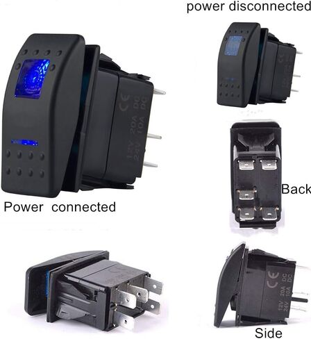 Switchtec 1 قطعة 12 فولت مفتاح هزاز أزرق LED ضوء تشغيل وإيقاف لشاحنات القوارب RZR 1000 Ranger Maverick Auto RV Golf Cart Marine Panel Light Bar Fog Light Winch LED in Kuwait