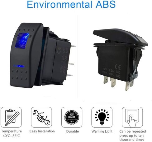 Switchtec 1 قطعة 12 فولت مفتاح هزاز أزرق LED ضوء تشغيل وإيقاف لشاحنات القوارب RZR 1000 Ranger Maverick Auto RV Golf Cart Marine Panel Light Bar Fog Light Winch LED in Kuwait