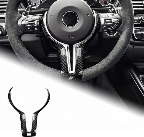 AIRSPEED for BMW Car Steering Wheel Cover Sticker Real Carbon Fiber Steering Wheel Center Frame Decorative Trim for BMW M-Series F80 M3, F82 M4, F10 M5, F15 X5M, F16 X6M, Black in Saudi Arabia